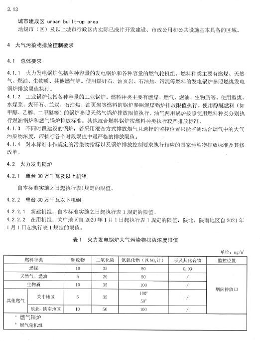 鍋爐大氣污染物排放標準